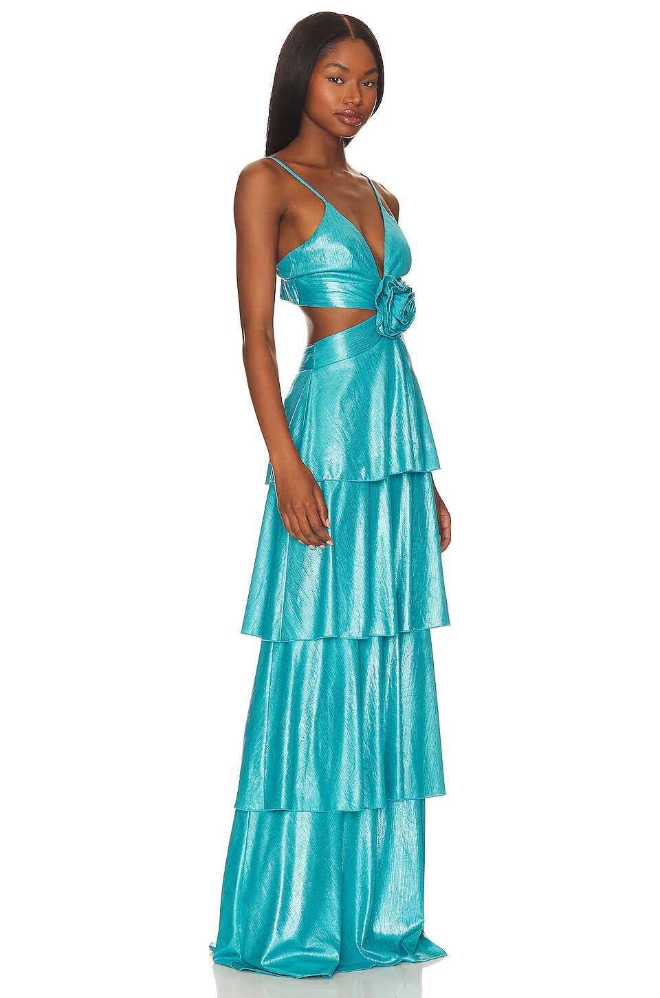 Line & Dot Prism Dress in Turquoise