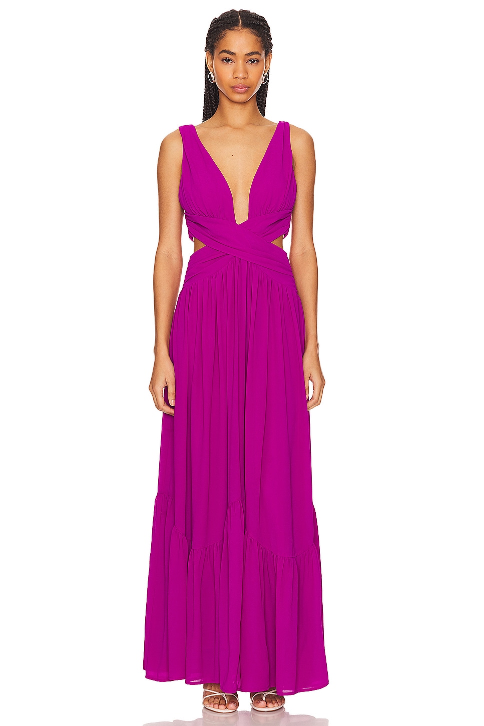 lulus a line dress Popular Dusty Rose Chiffon Plunging A-line Long Bridesmaid Prom Dress main image 0