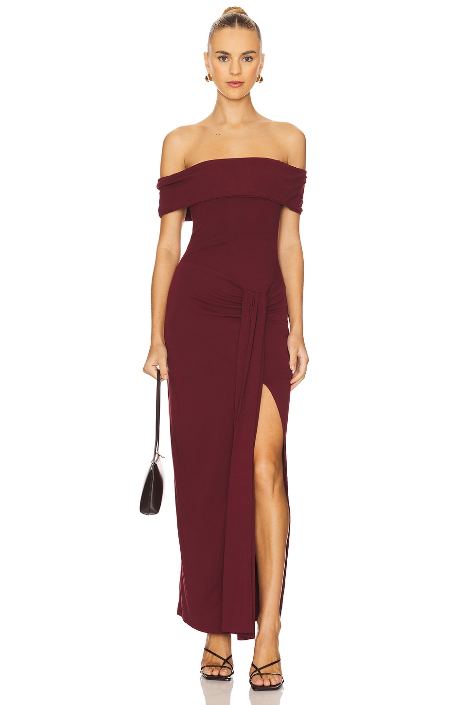 princess polly baby blue dress Line & Dot Mazzy Knit Dress in Burgundy