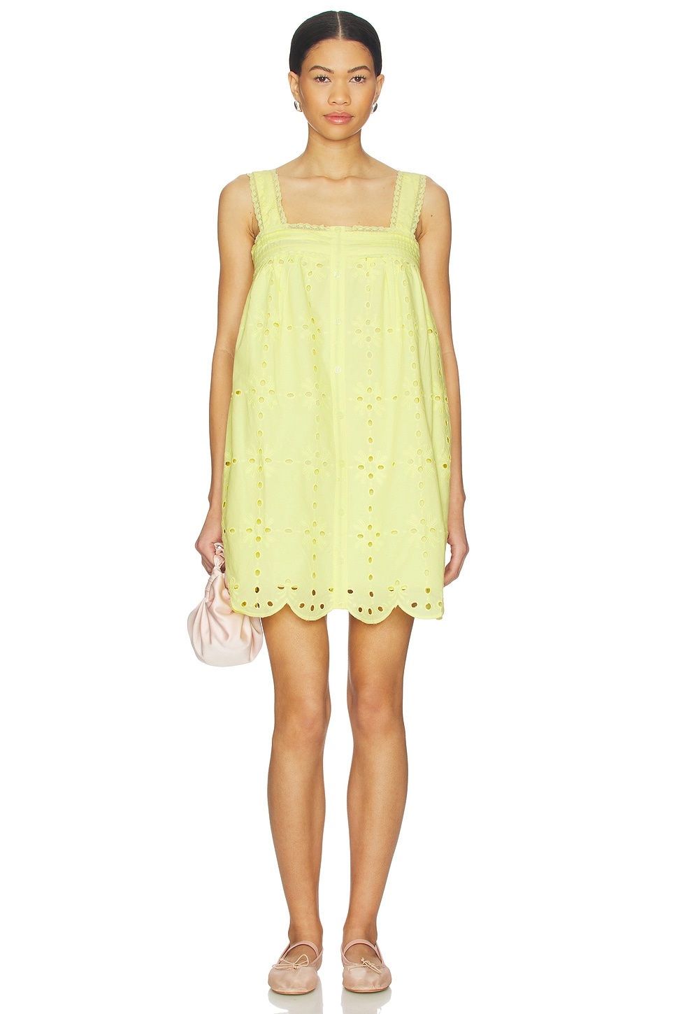 line and dot yellow dress Marga Mini Dress