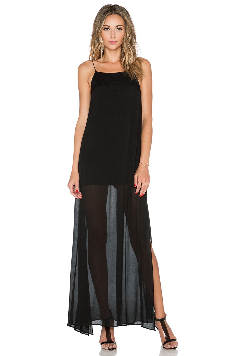 sheer maxi dress black