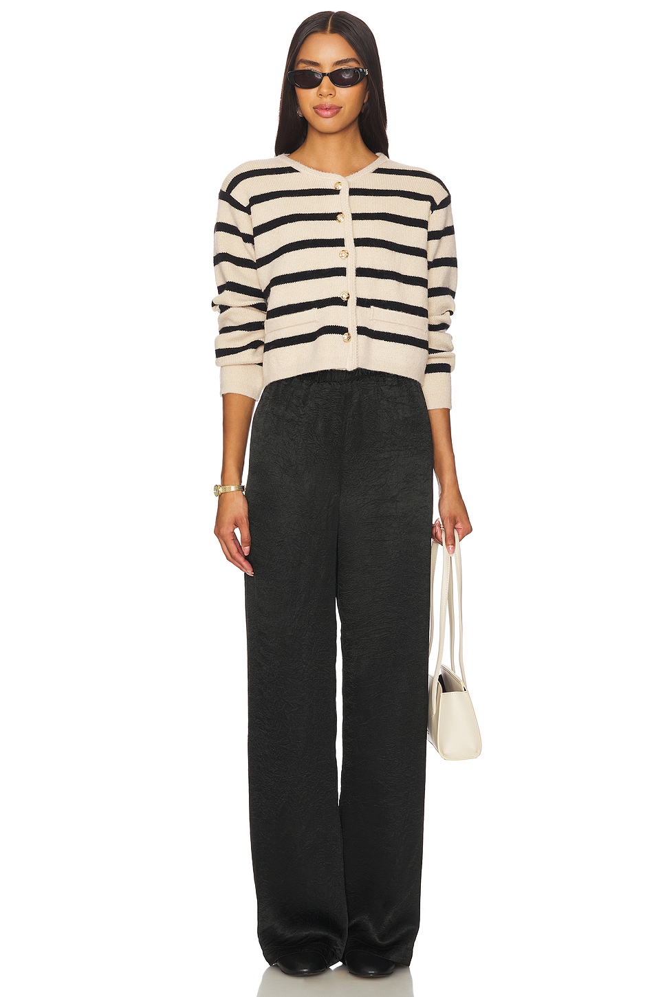 Line & Dot Benni Stripe Cardigan in Tan & Black | REVOLVE