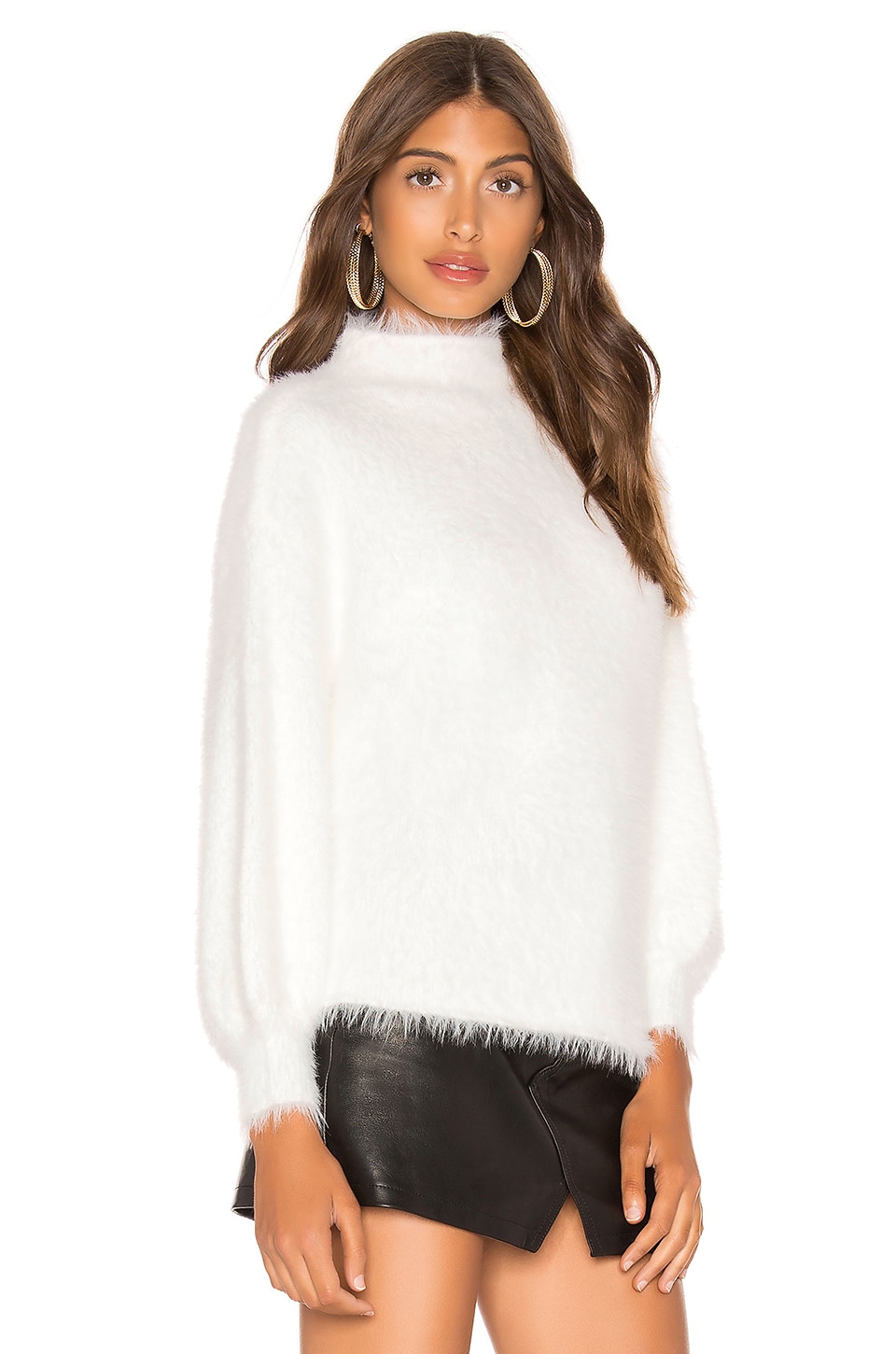 Line & Dot Fuzzy Alder Sweater in Ivory