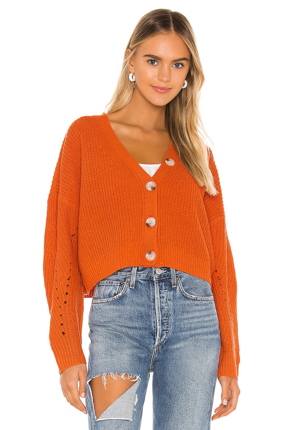 Line & Dot Scarlett Cardigan in Orange