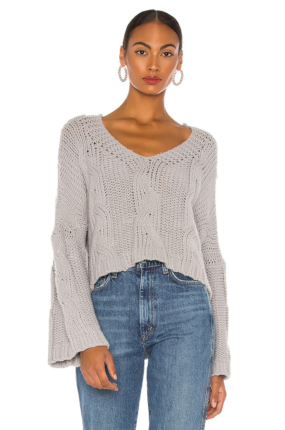 Line & Dot Kaylee Chain Pullover in Grey | REVOLVE