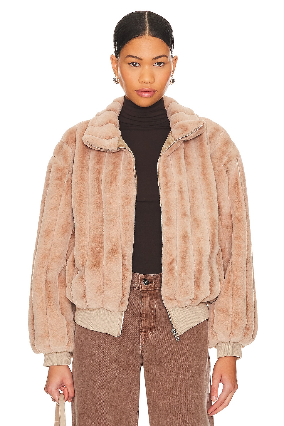 Taupe faux 2024 fur jacket