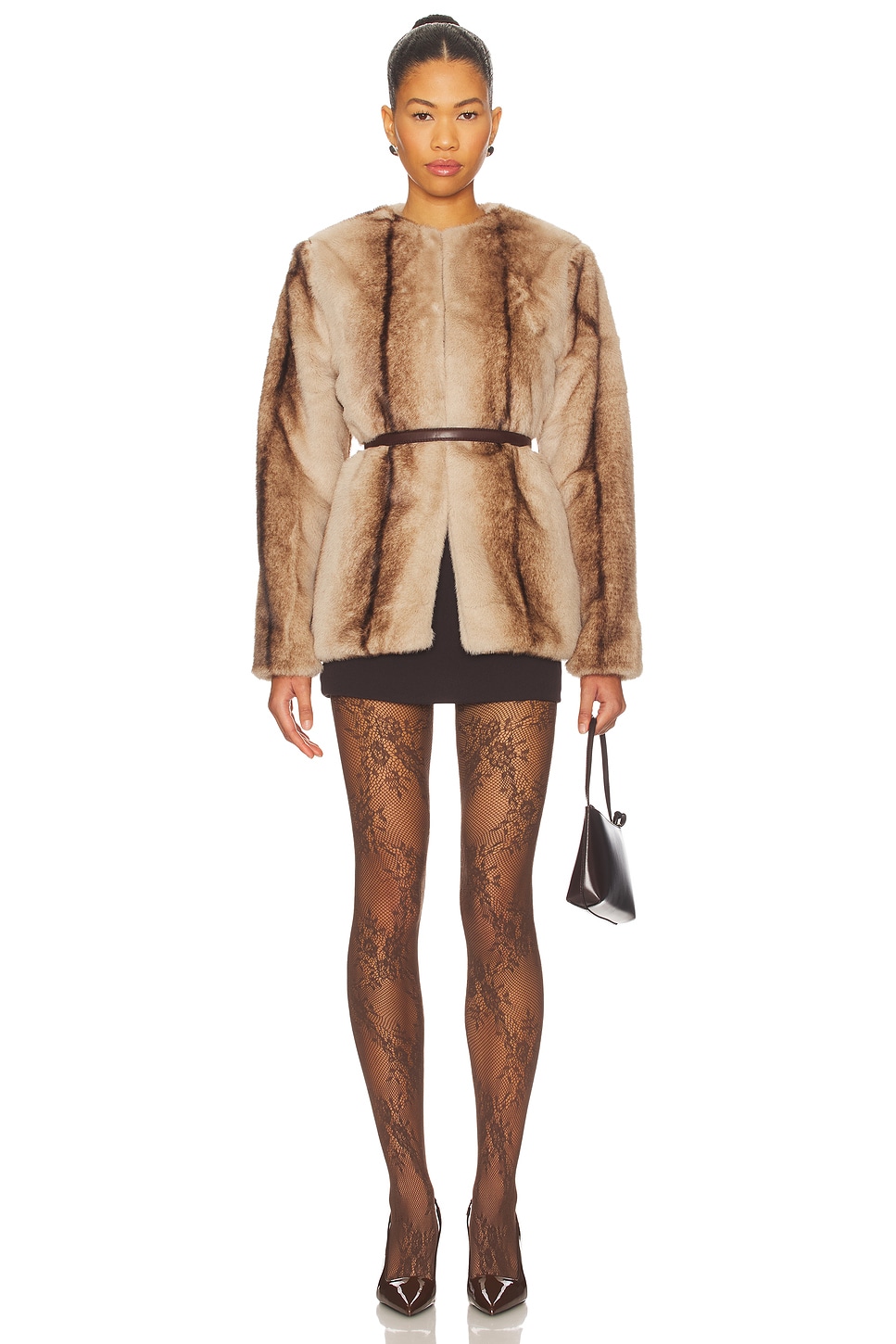 Line & Dot The City Faux Fur Jacket in Brown Multi | REVOLVE