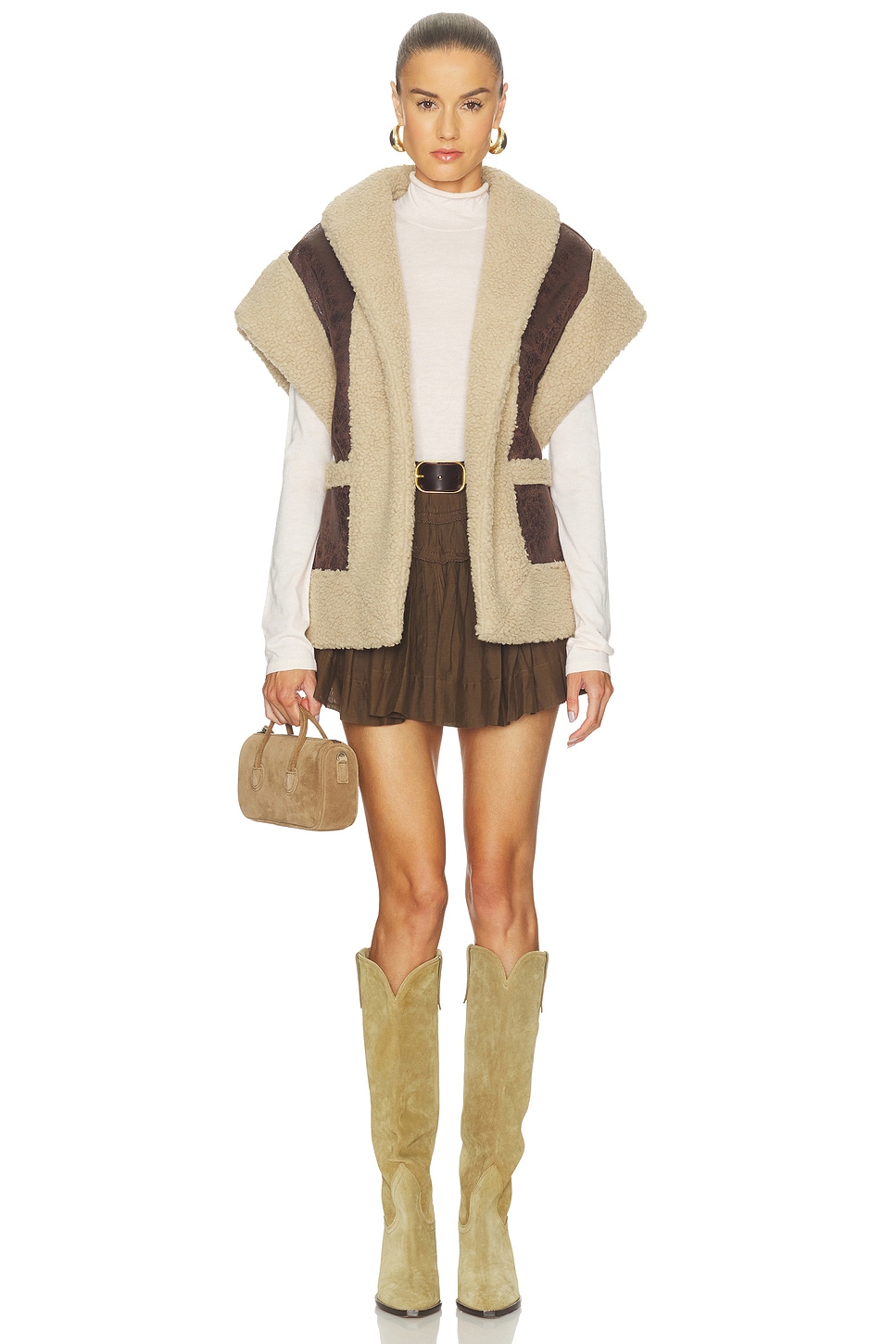 Line & Dot Ace Faux Shearling Vest in Brown | REVOLVE Line & Dot Ace Faux Shearling Vest in Brown | REVOLVE