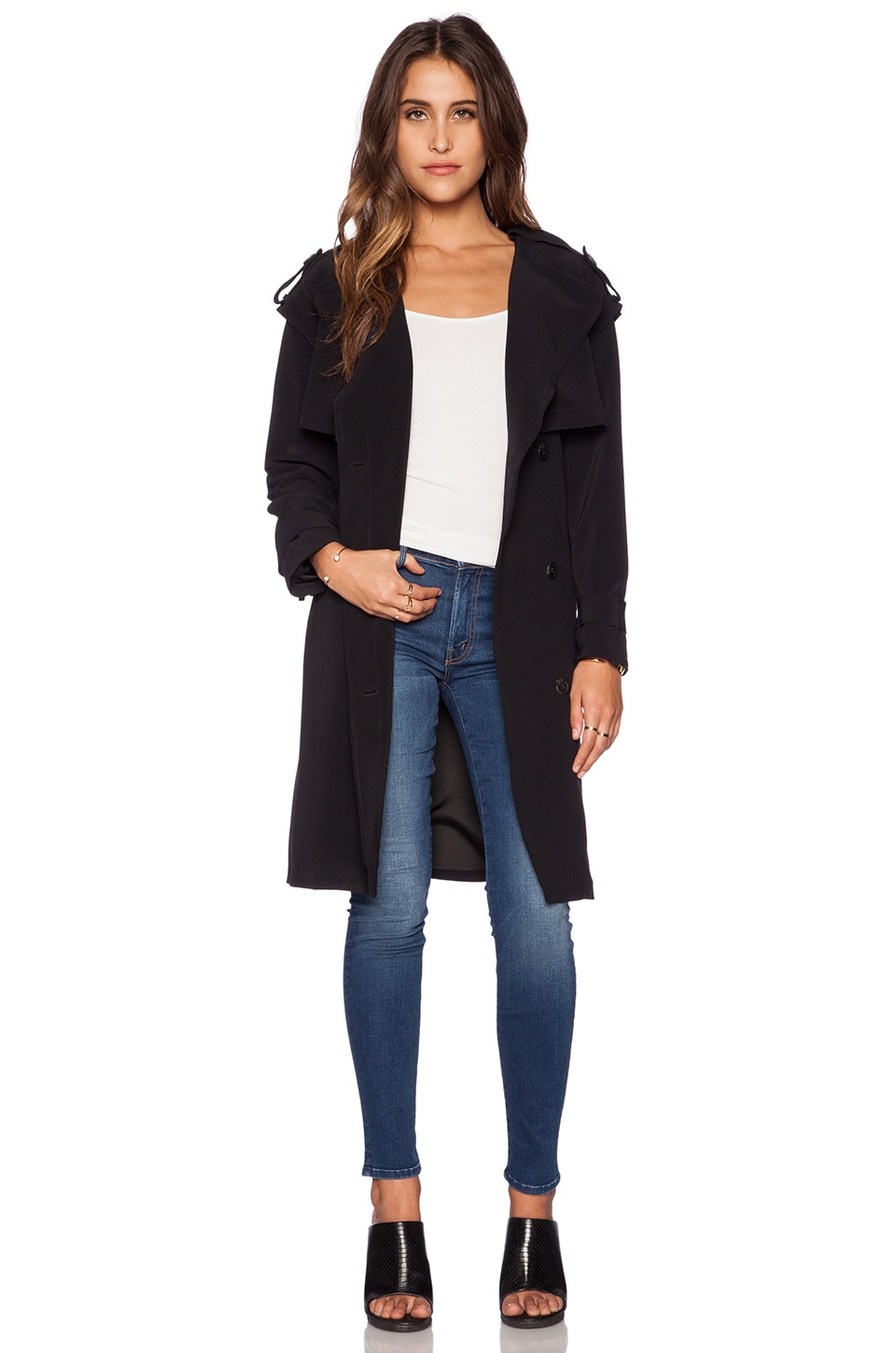 Line & Dot Trench Coat in Black | REVOLVE