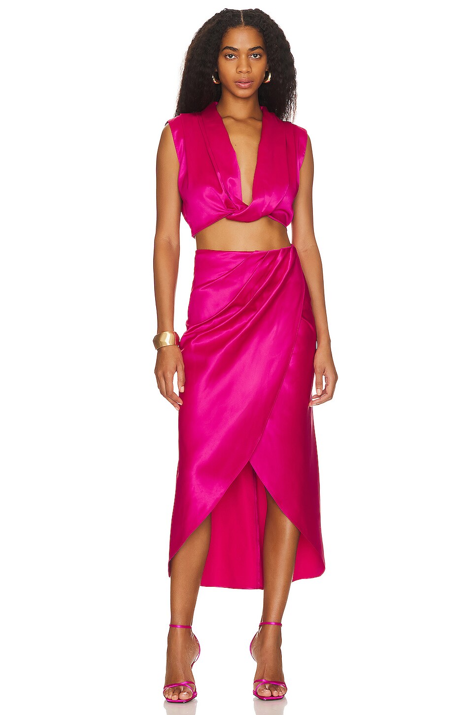 Revolve Model Lisa Line & Dot Lisa Skirt in Berry | REVOLVE