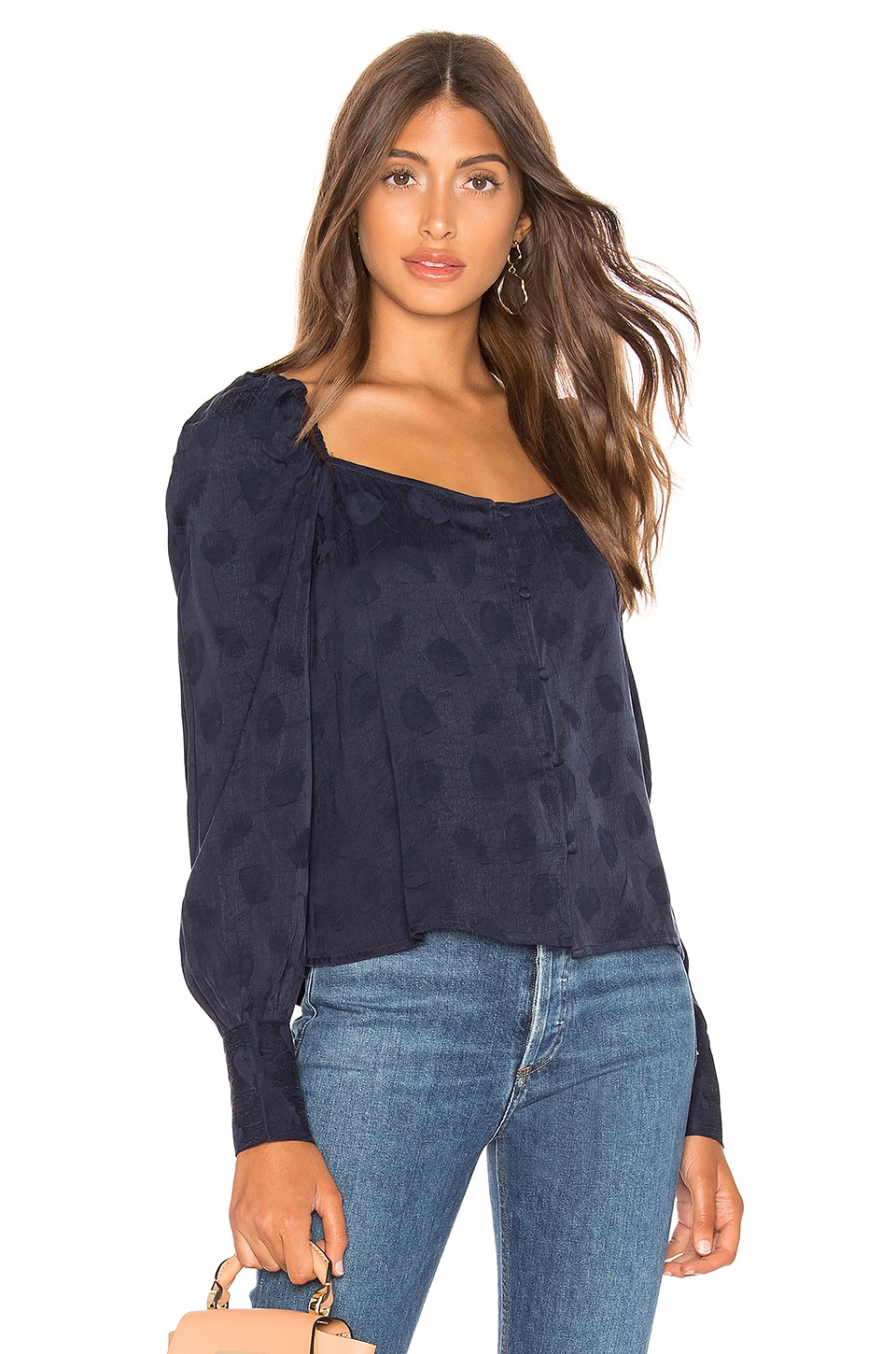 millie square neck blouse in navy