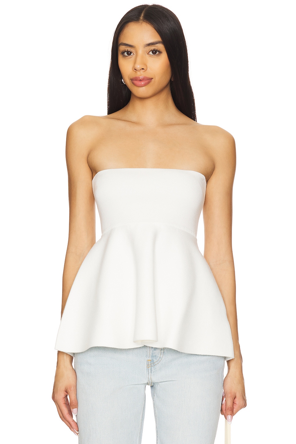 Line & Dot Isadore Knit Sweater Peplum Top in Ivory | REVOLVE