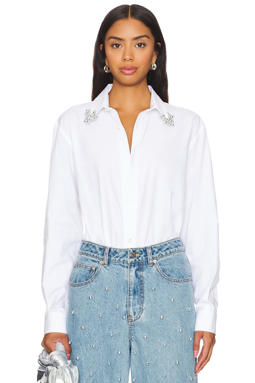 LEJE Bubble Embroidered Shirt in White | REVOLVE