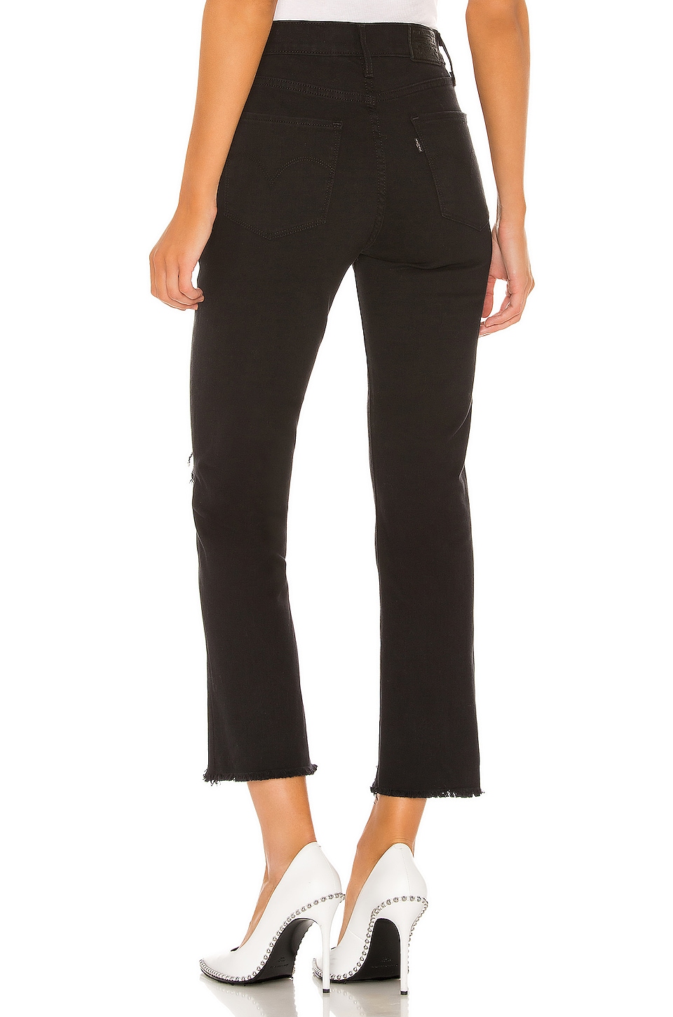 LEVI'S 724 High Rise Straight Crop in Black Pixel | REVOLVE