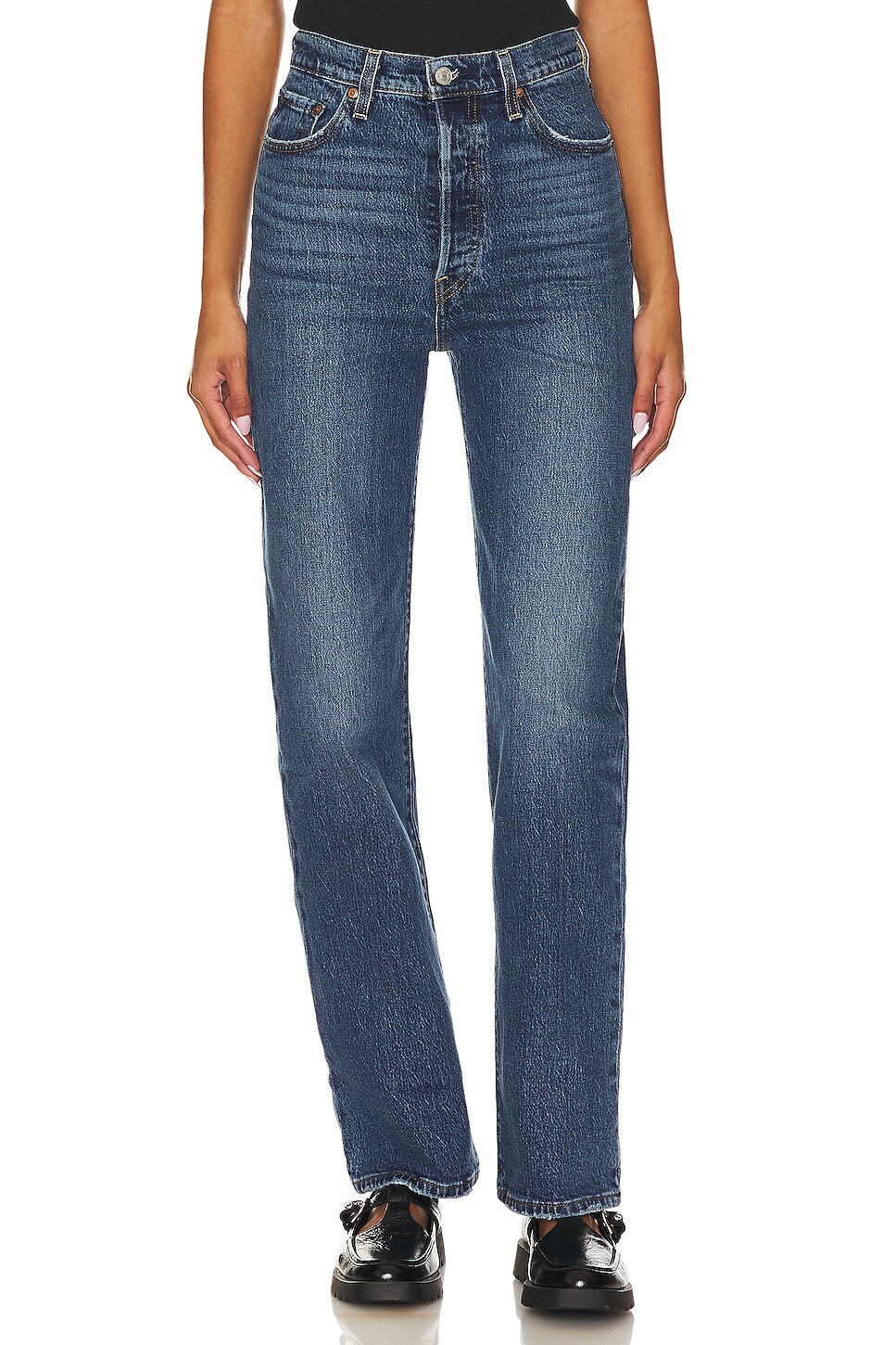 Levi's Jean Femme Ribcage – Coupe Longueur Totale, Couleur Noir Sprout, Tailles 28 à 30