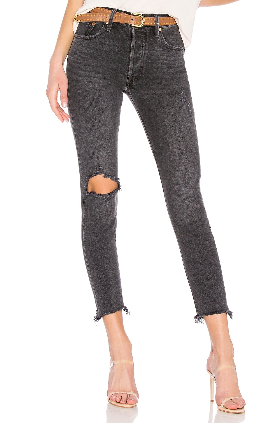 levi's 501 stretch skinny jeans well worn black