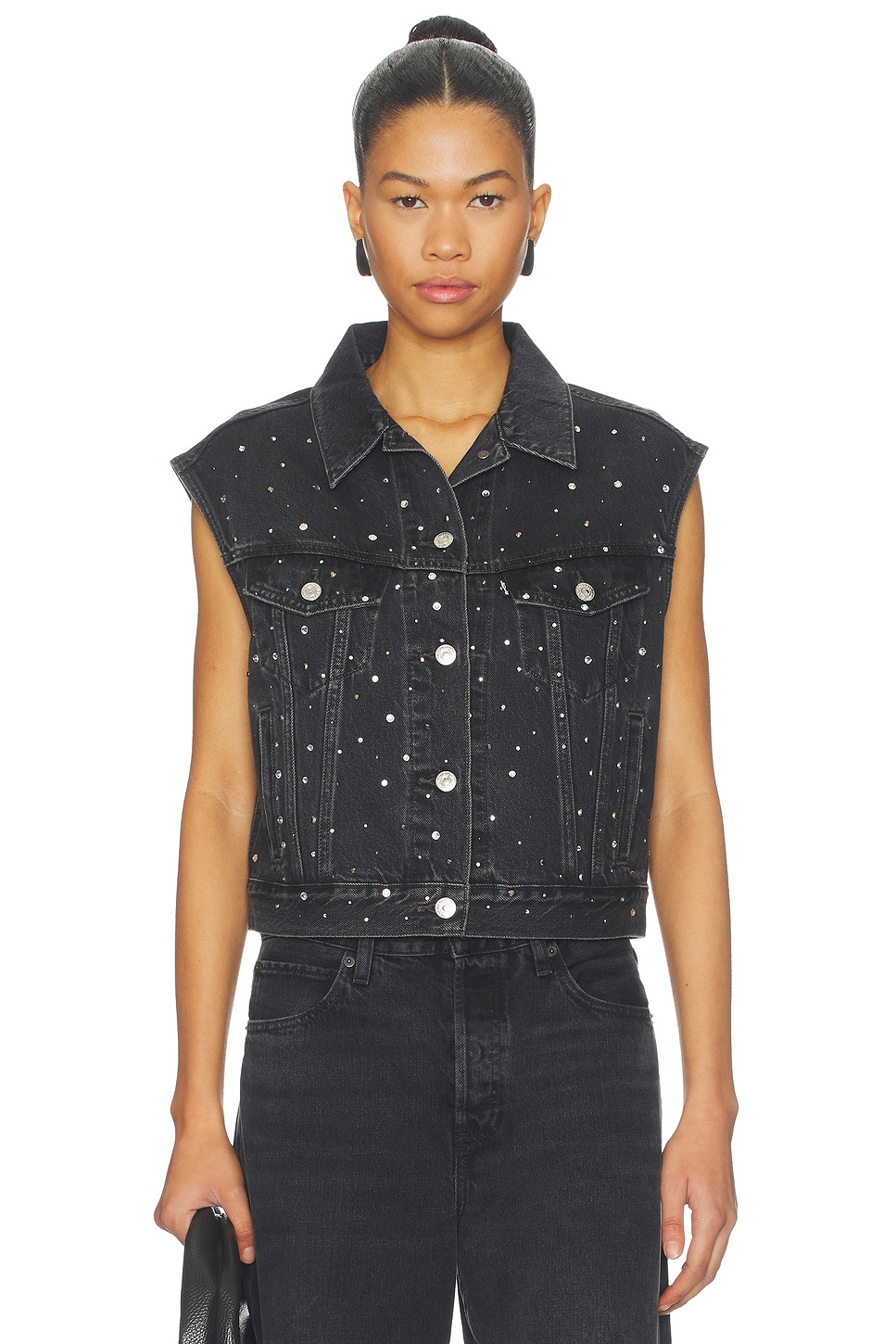 トップス 90s levis black denim vest jacket y2k LEVI'S Shrunken 90s Vest in Dazzle Me Smoke Vest | REVOLVE
