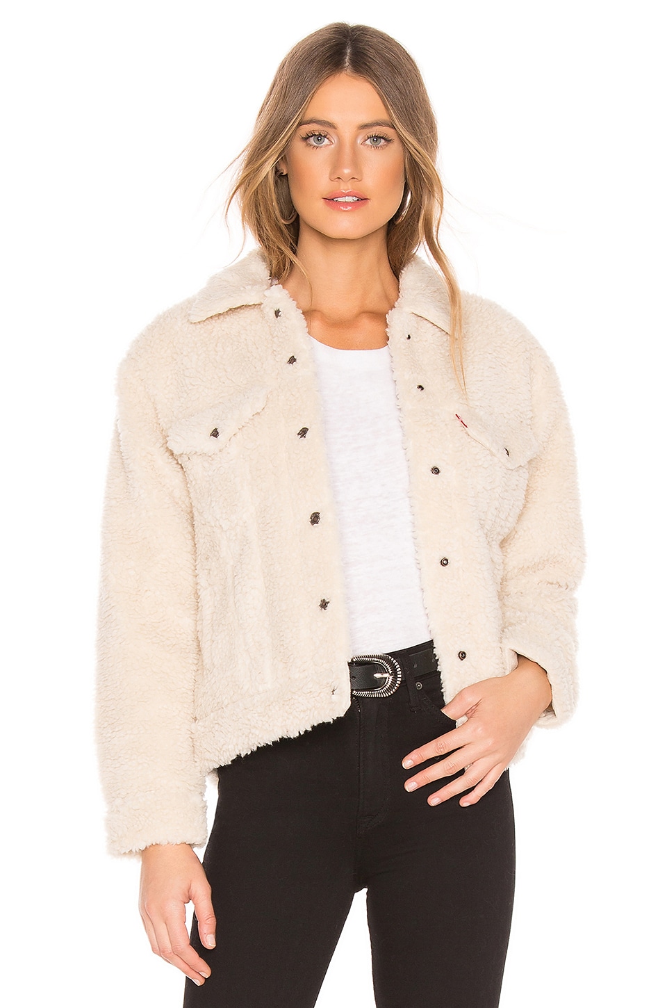 LEVI'S All Over Sherpa Trucker Jacket in Cloud Cream | REVOLVE