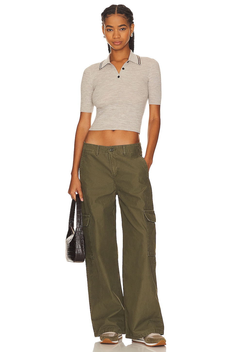 Women's Baggy Parachute Pants in Olive Night