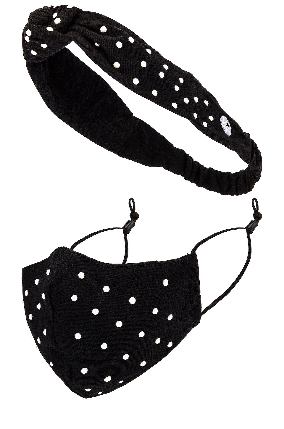 Click to view more detailed imagery on our partner's website Lele Sadoughi Pearl Face Mask & Headband Set In Jet