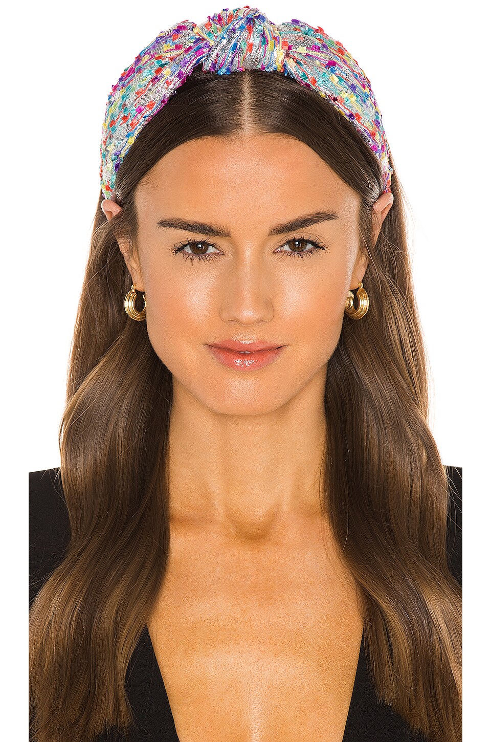 Lele Sadoughi Shimmer Yarn Knotted Headband in Metallic Confetti REVOLVE