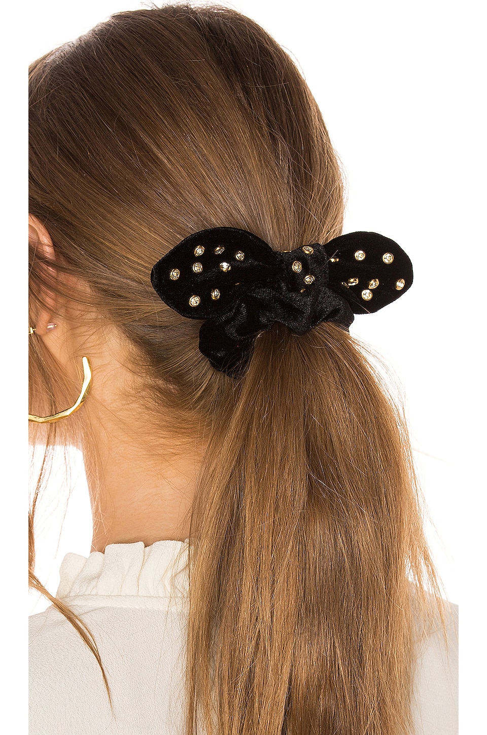 Lele Sadoughi Crystal Scrunchie in Black Crystal