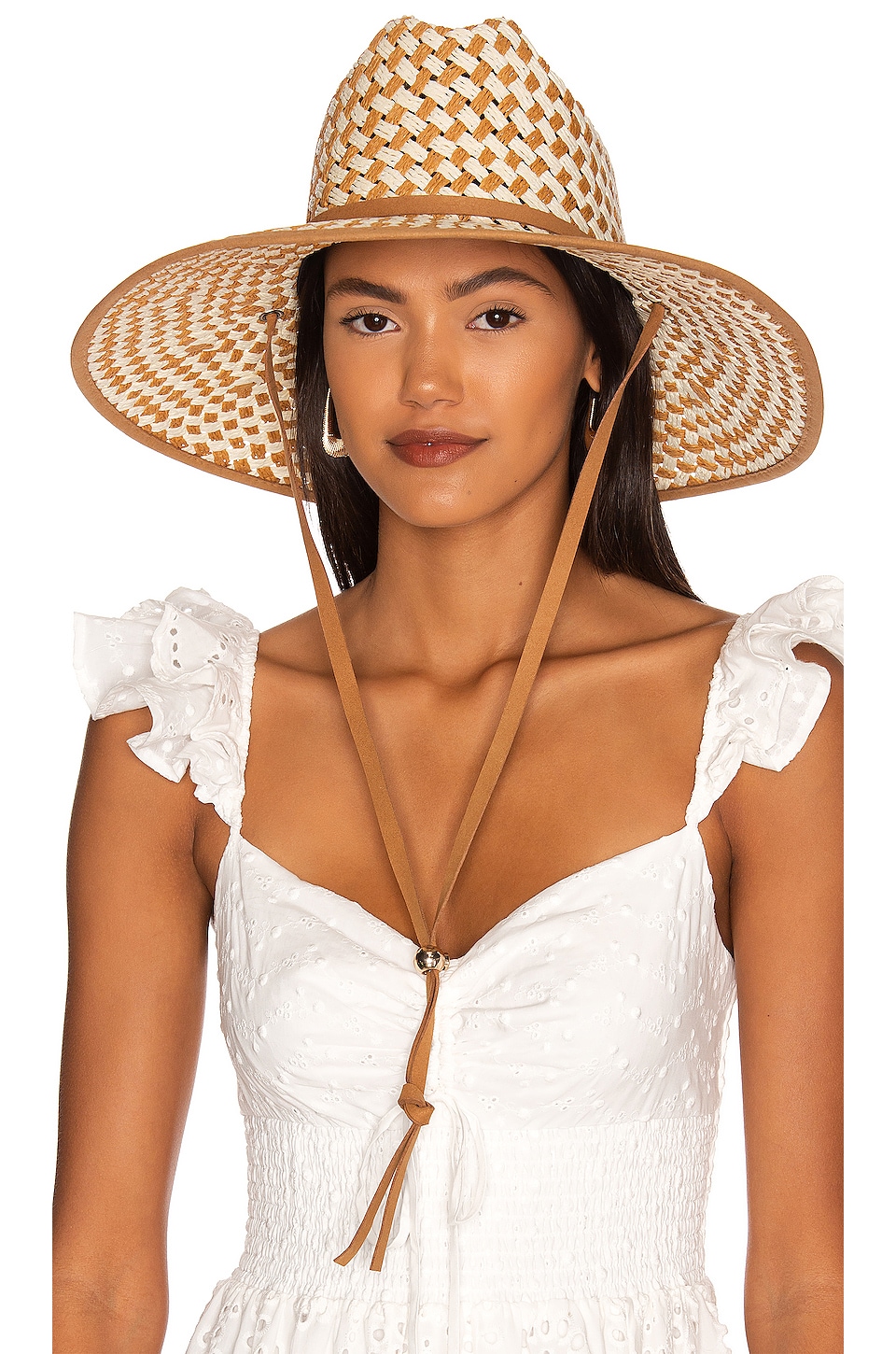 Lele Sadoughi Straw Checkered Hat in Natural | REVOLVE