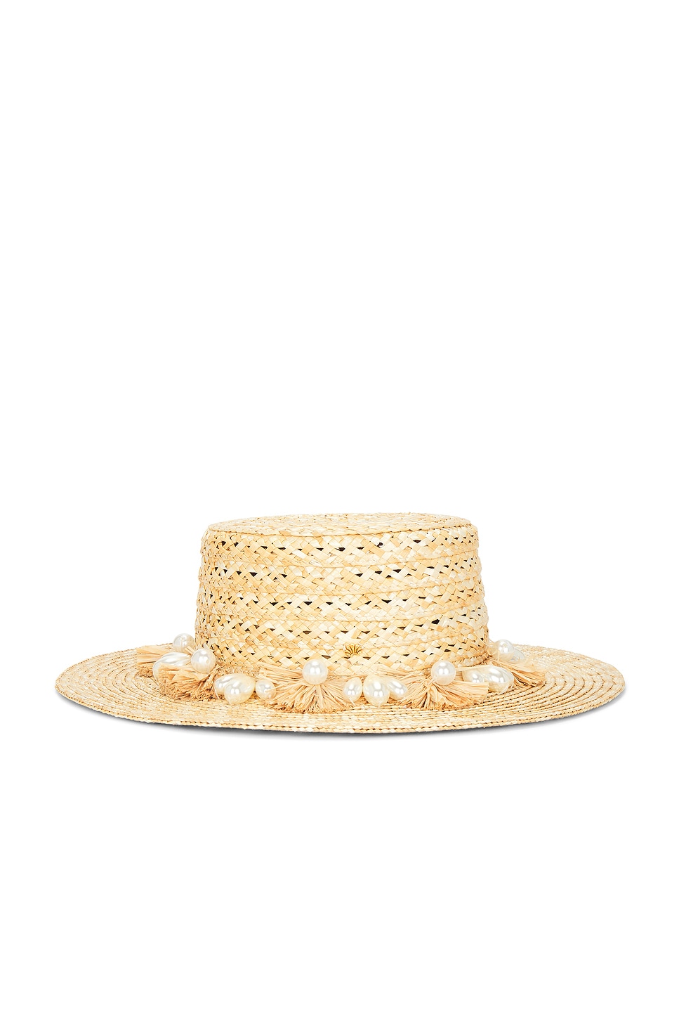 Lele Sadoughi Pearl Poms Straw Hat in Natural | REVOLVE display picture 1