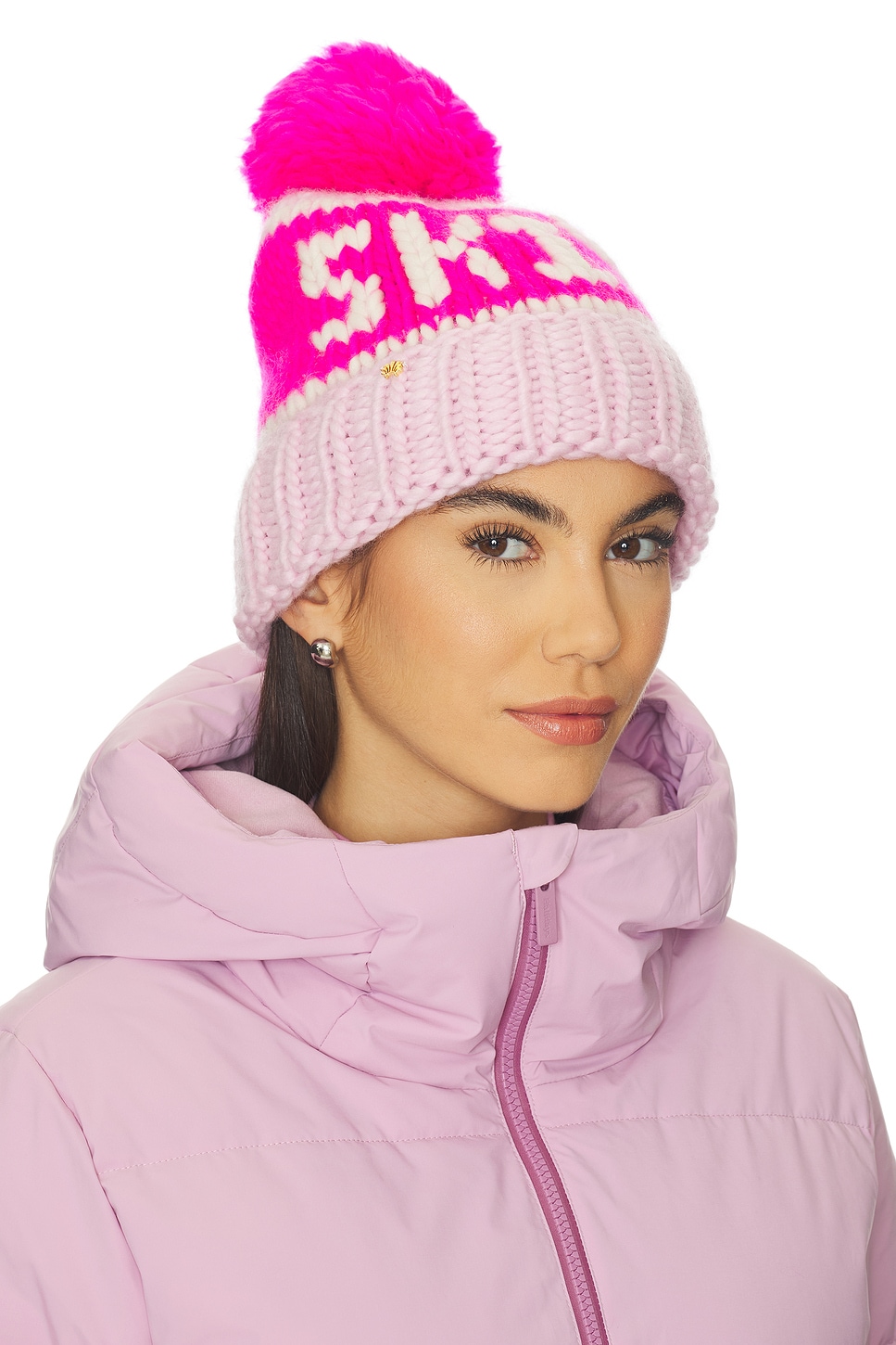 Lele Sadoughi The Ski Bunny Beanie in Neon Blush | REVOLVE