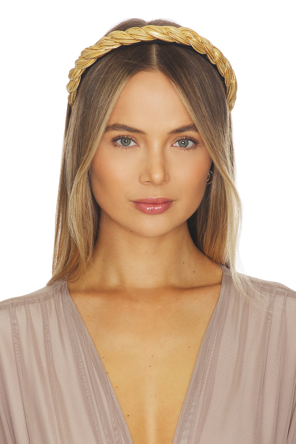 Lele Sadoughi Juliet Pleated Headband in Gold | REVOLVE display picture 2