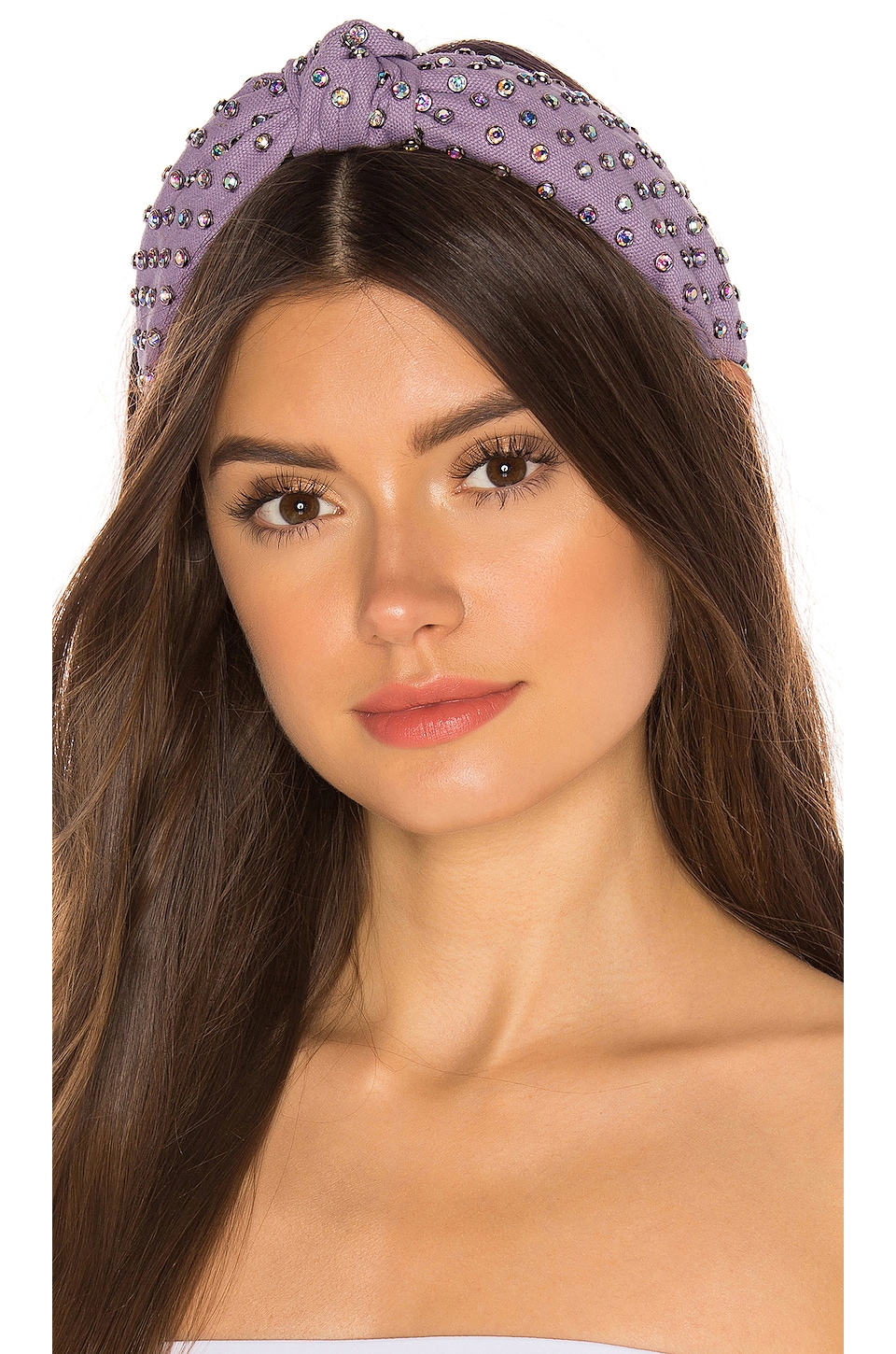 Lele Sadoughi Woven Crystal Embellished Knotted Headband In Lilac ...