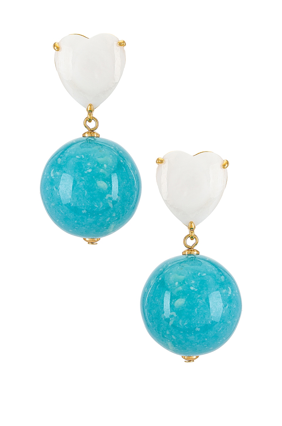 Lele Sadoughi Halfcourt Heart Earrings in Turquoise | REVOLVE
