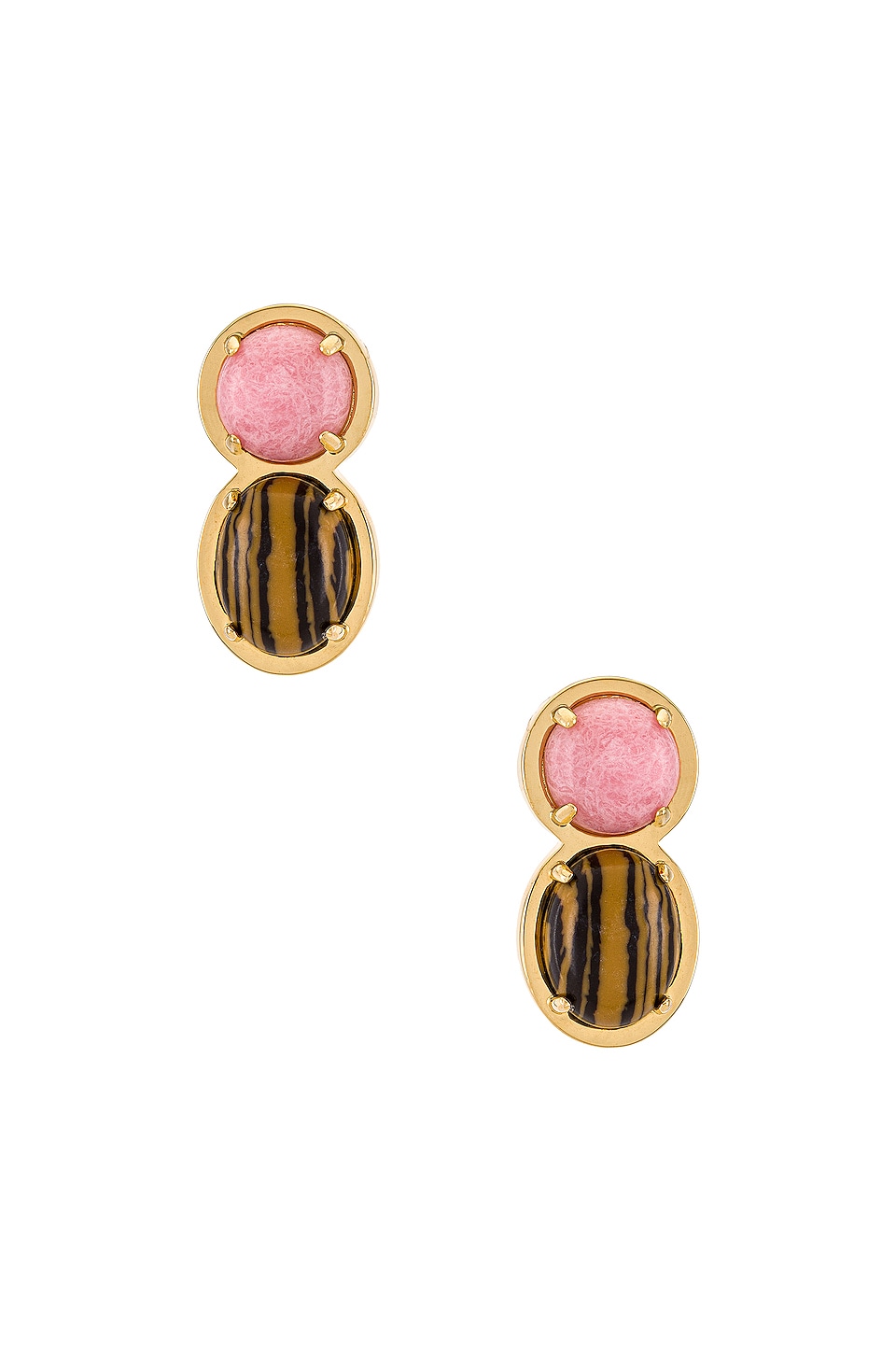 Lele Sadoughi Stone Double Drop Earrings in Tigers Eye