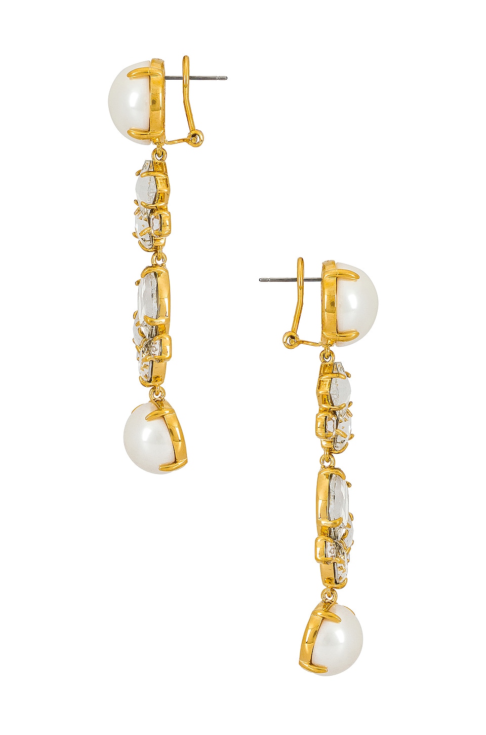 Lele Sadoughi Pearl and Crystal Cluster Linear Drop Earring in Crystal