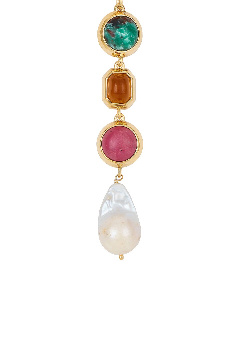 Lele Sadoughi Bezel Jewel Pearl Lariat Necklace in Glass Rainbow