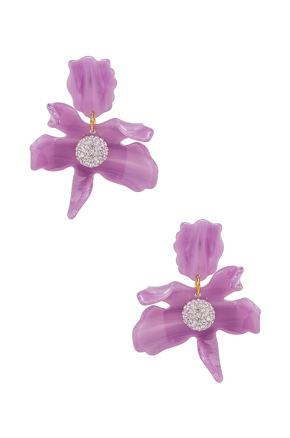 Lele Sadoughi Accessories LELE SADOUGHI SMALL CRYSTAL LILY EARRING IN PURPLE.