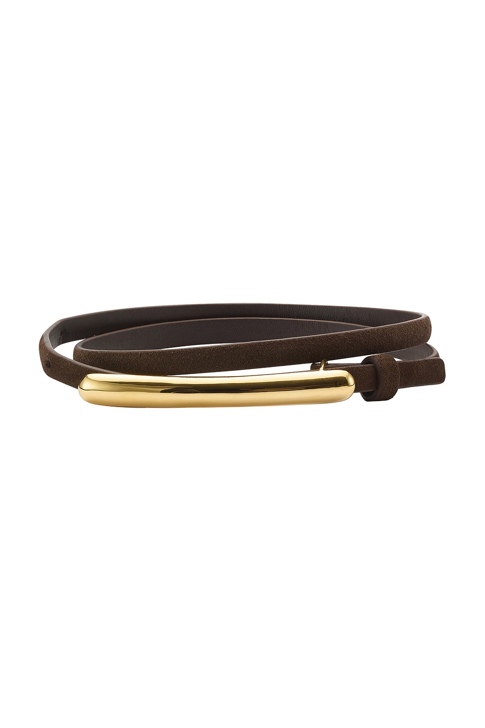 Glossy Bar Skinny Suede Belt