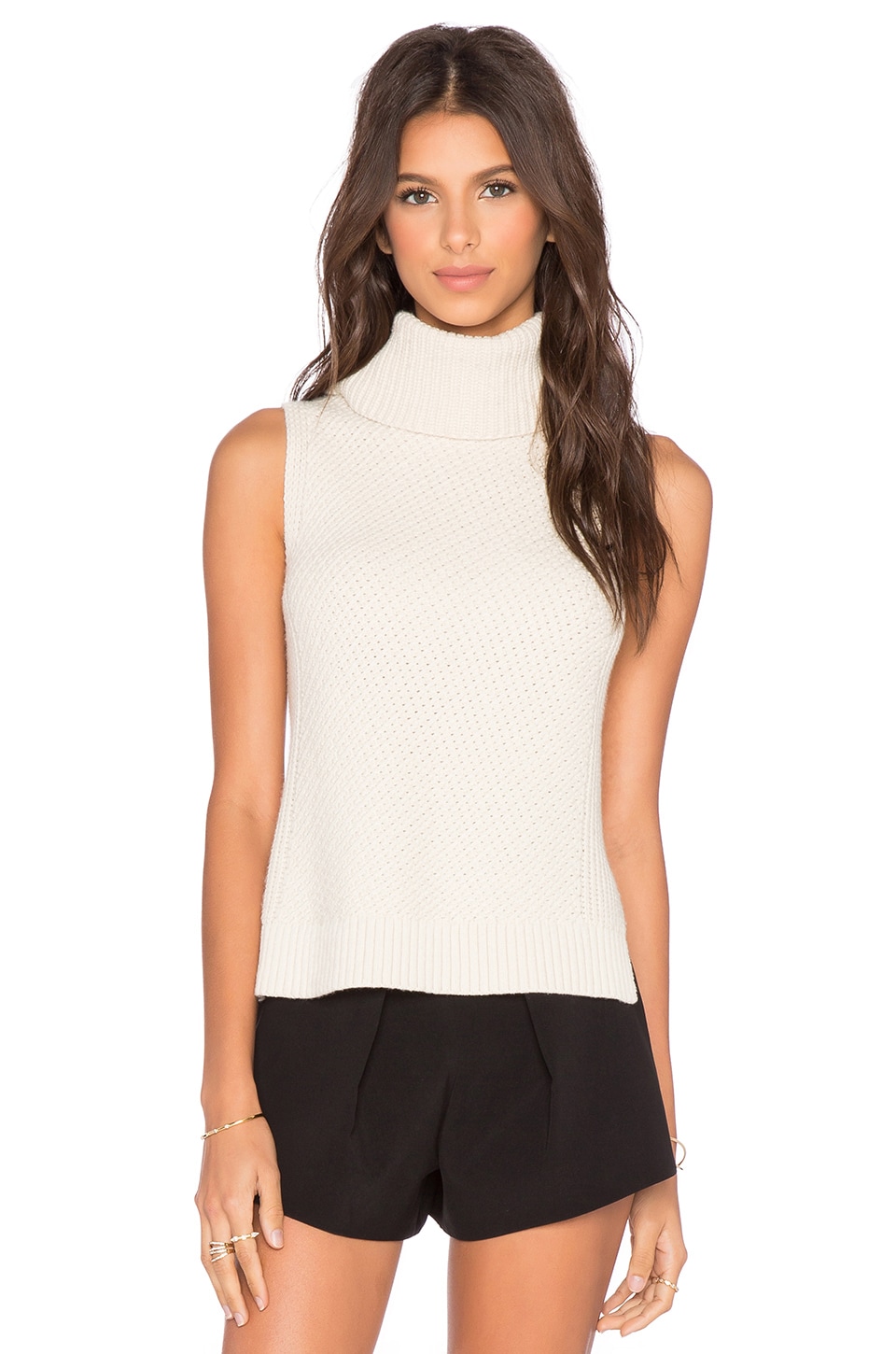 LEO & SAGE Sleeveless Turtleneck Sweater in Winter White REVOLVE