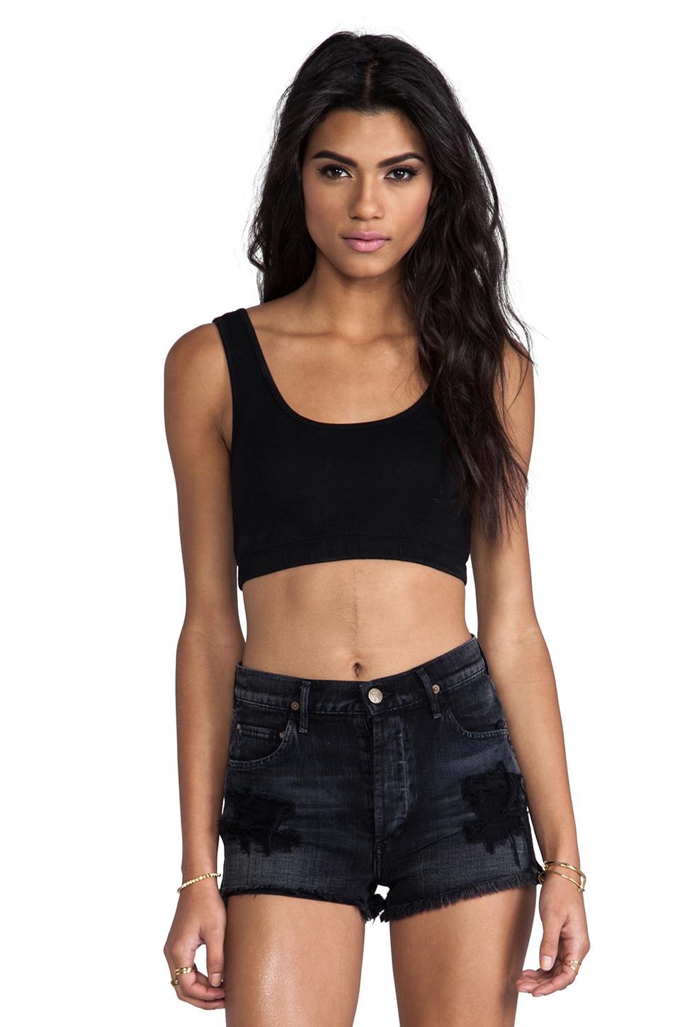 L'AMERICA Tide is High Jersey Bra Top in Black REVOLVE