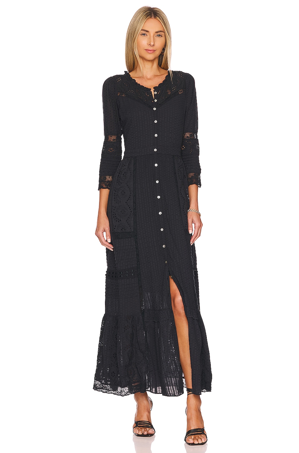 LoveShackFancy Darlene Victorian Maxi Dress in Black | REVOLVE