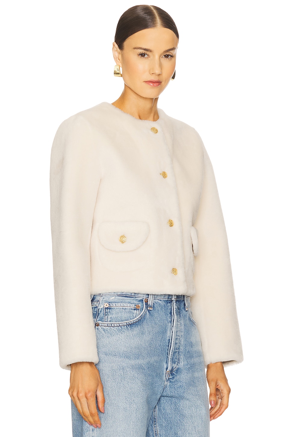LoveShackFancy Popelka Faux Fur Jacket thumbnail
