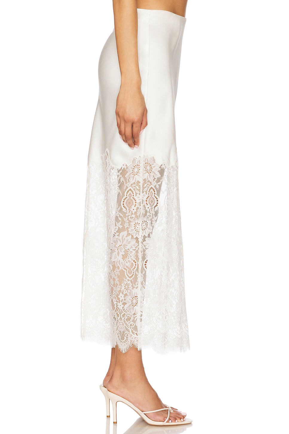 crochet trim midi dress Khaki Crochet Trim Satin Midi Dress – Mint Velvet