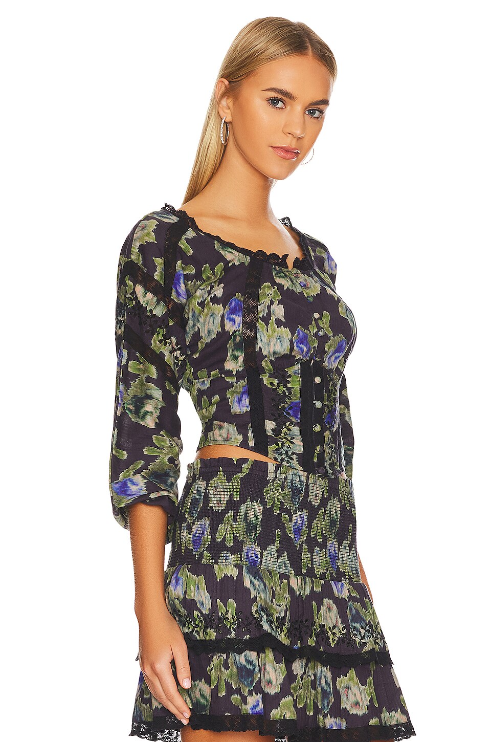 LoveShackFancy Nayeem Bustier Top in Deep Blue Trace