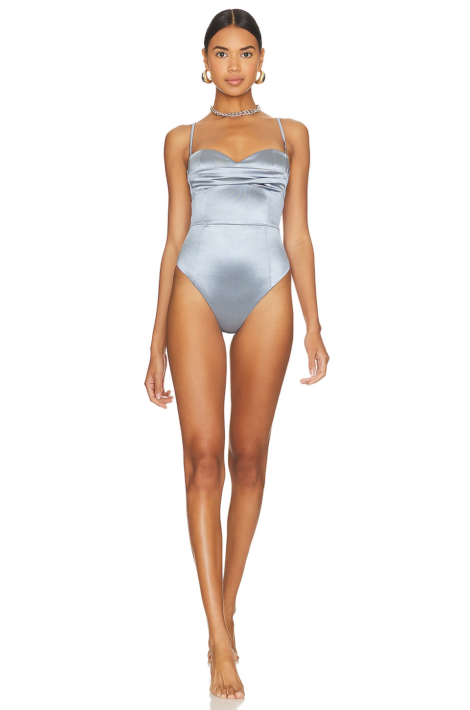 Satin One Piece, Blue Women's One Piece