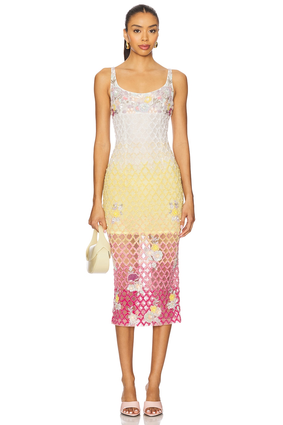 LA FUORI x REVOLVE Valeria Jewel Embroidered Midi Dress in Pink Ombre | REVOLVE LA FUORI x REVOLVE Valeria Jewel Embroidered Midi Dress in Pink Ombre | REVOLVE