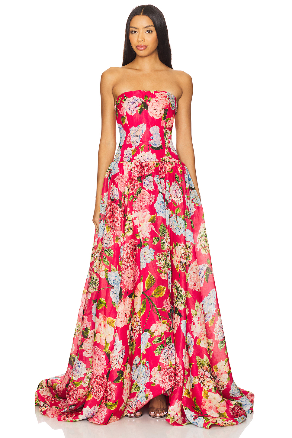 LA FUORI Bloom Gown in Fuchsia Bloom Print | REVOLVE