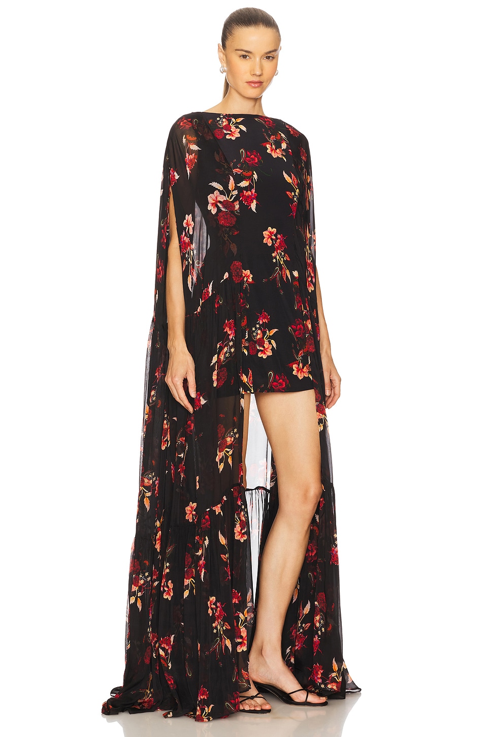 Coralia Gathered Cape Dress - thumbnail 3