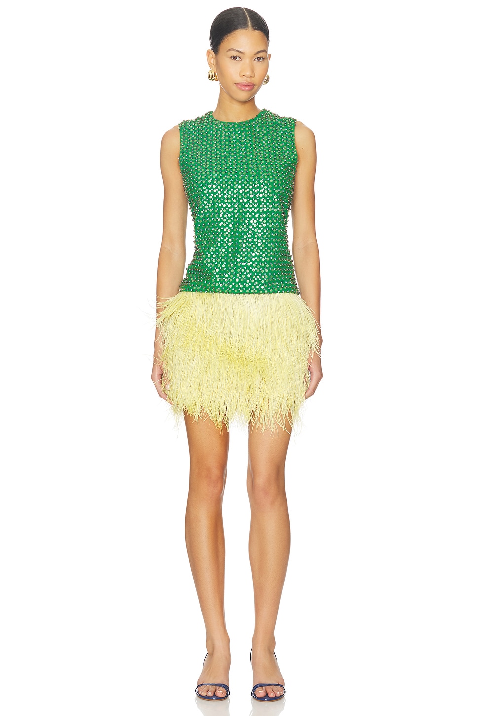 LA FUORI - Emerald Crystal Embroidered Dress | Plush
