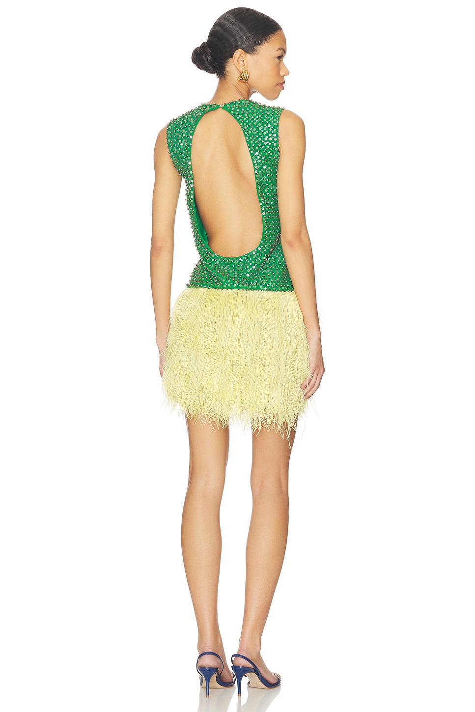 LA FUORI - Emerald Crystal Embroidered Dress | Plush
