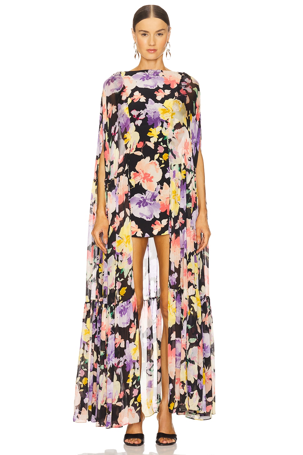 Coralia Gathered Cape Dress
